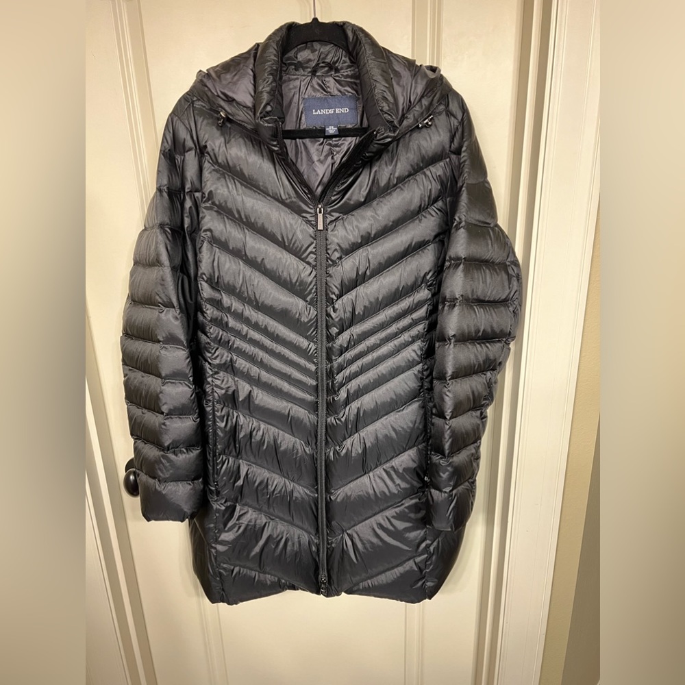 LANDS’ END black puffer coat Size 2X 20W-22W
